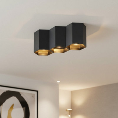 Ultra Beam Lighting Ultrabeam 15 Watt Hexagonal Black Flush Ceiling Lamp from B&Q