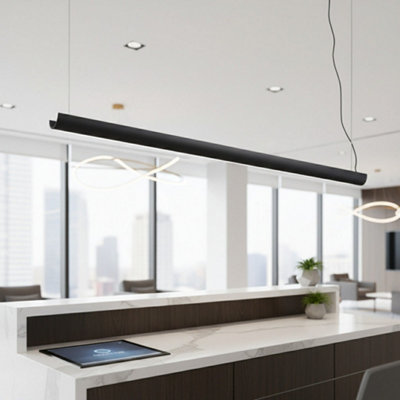 Ultra Beam Lighting Ultrabeam 17 Watt Black 1300mm Uplighter Linear Led Pendant Light from B&Q
