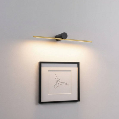 Ultra Beam Lighting Ultrabeam Picture Wall Light Fitting Black And Gold Finish 8 Watt Warm White Led 600mm Wide from B&Q
