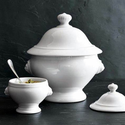 Soup Serving Bowl: 1 X 20Cm Apilco French Lion Head Soup Serving Bowl With LidPorcelain from B&Q