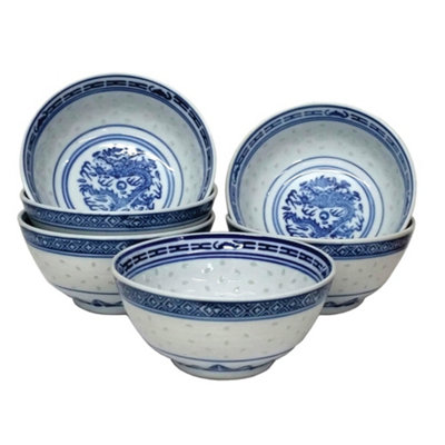 Rice / Soup Bowl Set: 6 X 13Cm Rice Pattern Soup/rice BowlsPorcelain