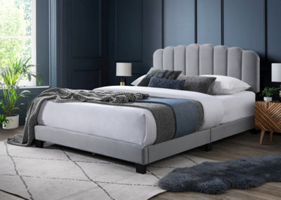 B&Q -  Lunar Grey Velvet Bed FrameKingsize