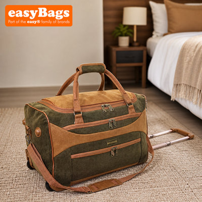 easyBags Xl 20 Inch Wheeled Holdall Faux Leather Suede Travel Suitcase Bag from B&Q