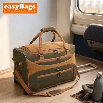 easyBags Xl 30 Inch Wheeled Holdall Faux Leather Suede Travel Suitcase Bag from B&Q
