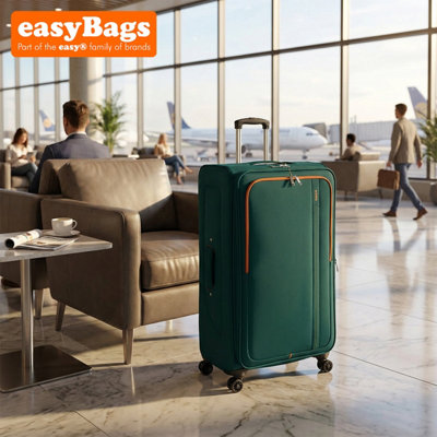 easyBags 26 Inch Soft Shell Suitcase Lightweight Durable And Spacious With 360 Spinner Wheels Peacock Blue Green from B&Q