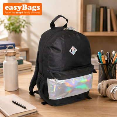 easyBags Holographic Rucksack Black Stylish Backpack Travel Bag from B&Q