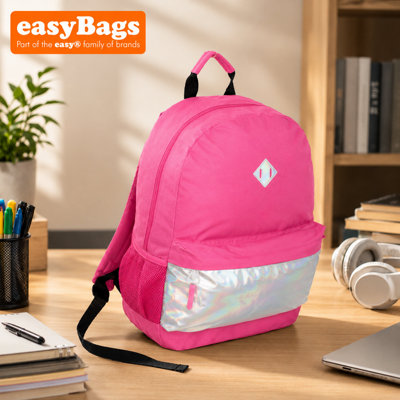 easyBags Holographic Rucksack Pink Stylish Backpack Travel Bag from B&Q