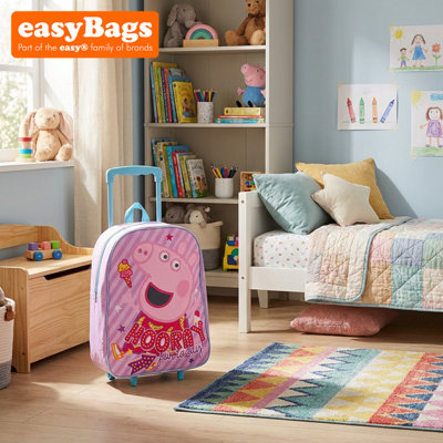 easyBags Kids Character Holiday Cabin Luggage Travel Pull Trolley Wheeled Bags Peppa from B&Q