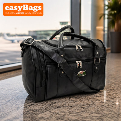 easyBags 16 Inch Pu Leather Luggage Duffel Travel Cabin Approved Holdall Gym Bag Case-29L from B&Q