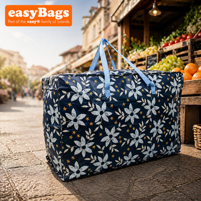 easyBags Extra Large Jumbo Reusable Laundry/shopping/storage Bag With Zip Blue Flower from B&Q