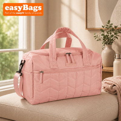 easyBags Quilted Weekend Duffel Bag 40X25X20Cm Underseat Travel Holdall Cabin Approved For Easyjet Ryanair Jet2Pink from B&Q