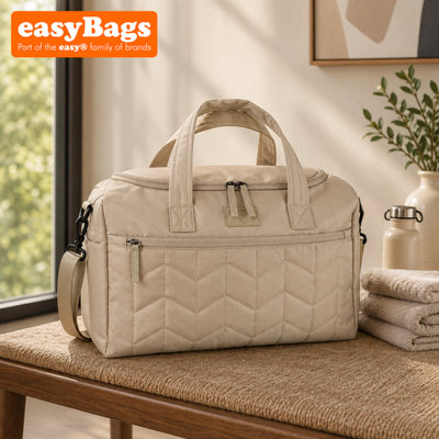easyBags Quilted Weekend Duffel Bag 40X25X20Cm Underseat Travel Holdall Cabin Approved For Easyjet Ryanair Jet2Mocha from B&Q