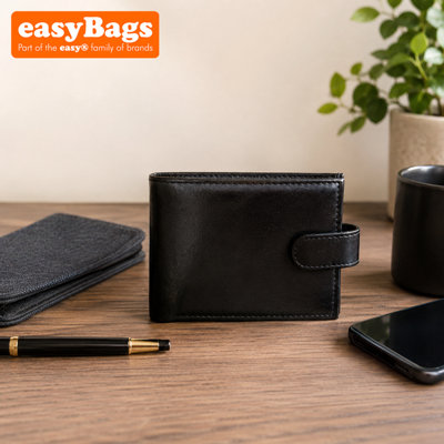 easyBags Ultimate Organiser Black Leather Bifold Wallet With Id Flap from B&Q