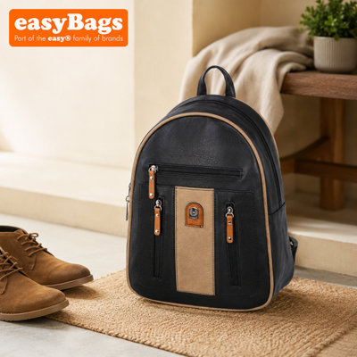 easyBags Travel Rucksack Black And ApricotDurable And Lightweight Everyday Backpack from B&Q