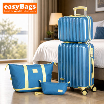 easyBags Fergana Cabin Polycarbonate Luggage Set Carry On Spinner Suitcase Tsa Lock Travel Set Baby Blue from B&Q