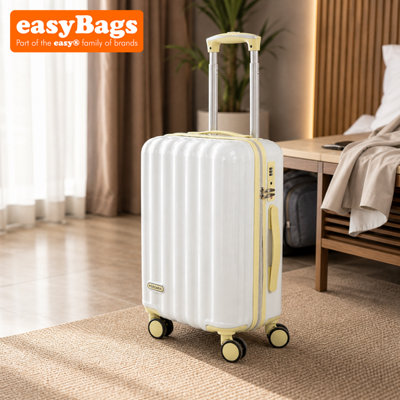 easyBags Fergana 20 Inch Cabin Carry On Polycarbonate Hard Shell Suitcase Lightweight Spinner Luggage Tsa Lock White from B&Q