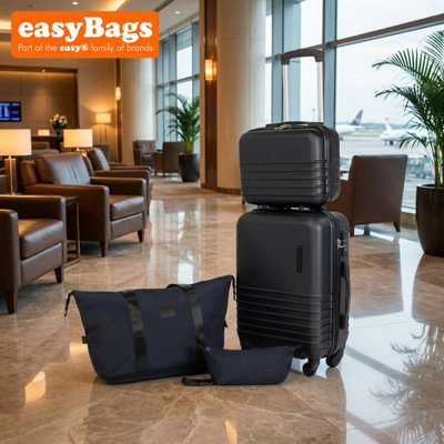 easyBags Fergana Cabin Luggage Set Carry On Spinner Suitcase Tsa Lock Travel Set Black from B&Q