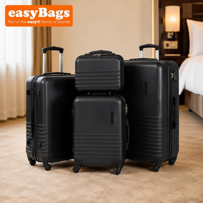easyBags Fergana 4 Piece Abs Hard Shell Luggage Set Lightweight Spinner Suitcases Tsa Lock Black from B&Q