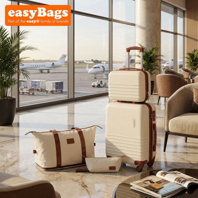 easyBags Fergana Cabin Luggage Set Carry On Spinner Suitcase Tsa Lock Travel Set Beige from B&Q