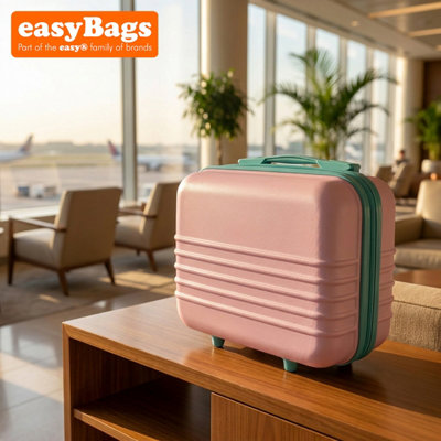 easyBags Abs Hard Shell Travel Vanity CaseCompact Makeup & Toiletry OrganiserBaby Pink from B&Q