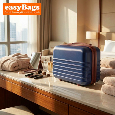 easyBags Abs Hard Shell Travel Vanity CaseCompact Makeup & Toiletry OrganiserNavy from B&Q