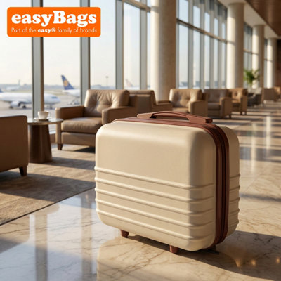easyBags Abs Hard Shell Travel Vanity CaseCompact Makeup & Toiletry OrganiserBeige from B&Q