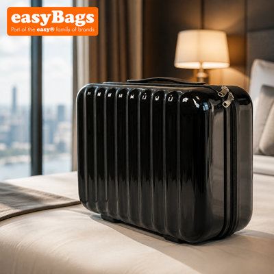 easyBags Pc Hard Shell Travel Vanity CaseCompact Makeup & Toiletry OrganiserGloss Black from B&Q