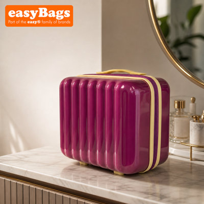 easyBags Pc Hard Shell Travel Vanity CaseCompact Makeup & Toiletry OrganiserPurple from B&Q