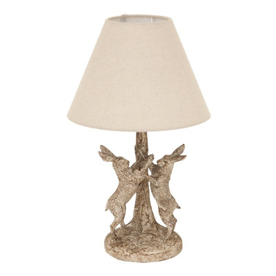 Stonewashed Marching Hares Lamp With Linen Shade from B&Q