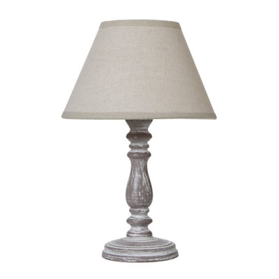 Setia Column Table Lamp With Linen Shade Modern Home Lighting from B&Q