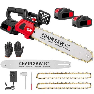 16 Cordless Electric Chainsaw With 2 Batteries & Charger  Portable Handheld Wood Cutter from B&Q