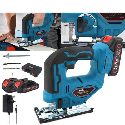 Cordless Jigsaw 21V Electric Jig Saw Woodworking Power Tool With 2X Battery from B&Q