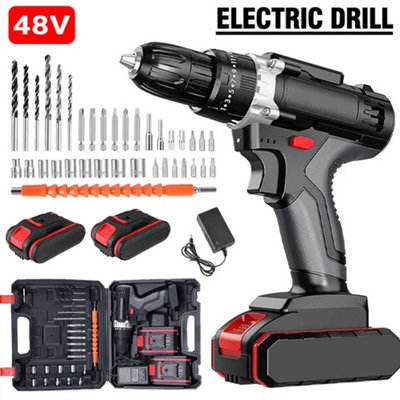  - Cordless 48V Hammer Drill & Impact Driver Set With 2 Rechargeable Batteries