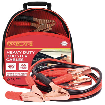 Car Jump Leads 200Amp 2.5M Heavy Duty Battery Booster Jumper Cables from B&Q