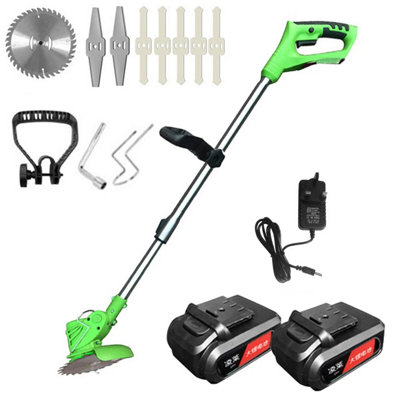  - 21V Electric Cordless Grass Trimmer Strimmer Garden Edger Cutter With 2 Battery