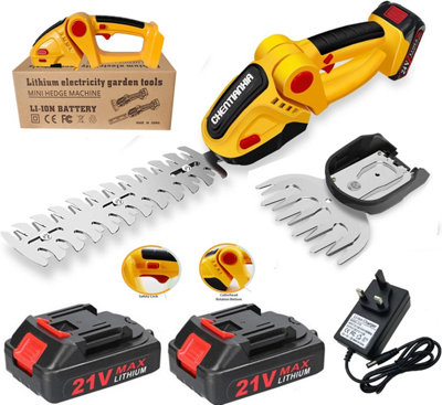 21V Cordless Hedge Trimmer 2In1 Grass Shear Shrub Branch Cutter 2 Batteries from B&Q