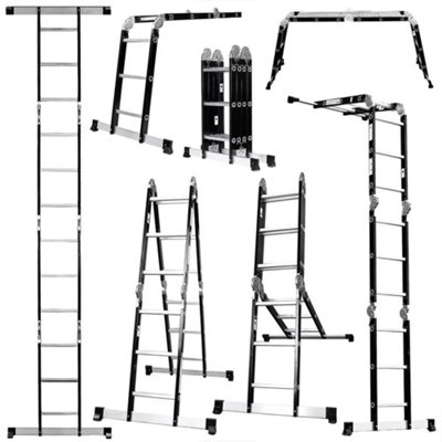  - 3.5M 12 In 1 Heavy Duty Aluminium Combination Step Ladder Foldable Multi-Purpose