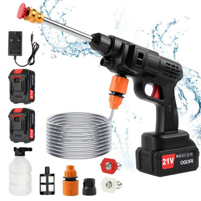  - 2 Battery Cordless Car Garden High Pressure Washer Jet Water Wash Cleaner Gun