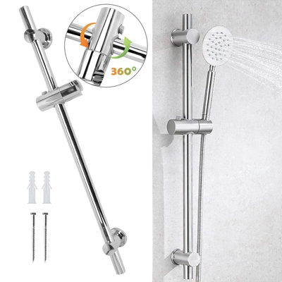  - Modern Bathroom Chrome Slider Rail Shower Riser Holder Hose Head Adjustable Set