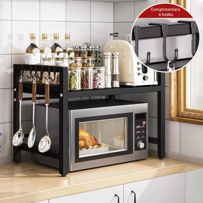 Expandable Microwave Shelf Organizer 42 To 64Cm Rust-Resistant Kitchen Storage Rack from B&Q