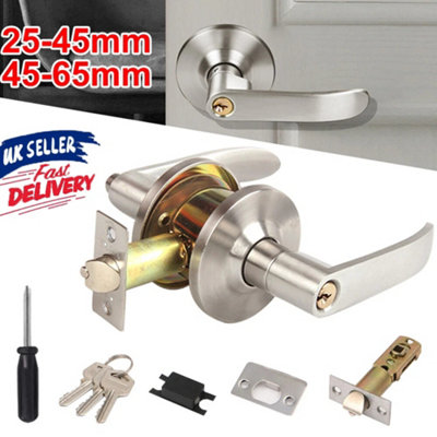  - Home Entry Lever Three Handle Door Lock Set With Key For Bathroom Entrance And Passage Doors