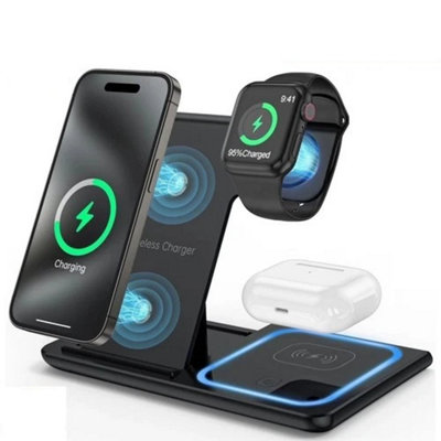 B&Q 3 In 1 Fast Wireless Charging Station Stand For Iphone Series