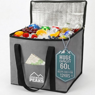 B&Q Extra Large Insulated Cooling Cooler Bag  Perfect For Picnics, Hot Lunches, Camping, Food, Ice And Drinks