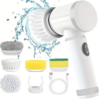 B&Q 5-In-1 Electric Spin Scrubber With 5 Brush Heads