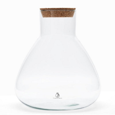 B&Q -  Large Conical Glass Terrarium Container With Cork LidH: 32 Cm
