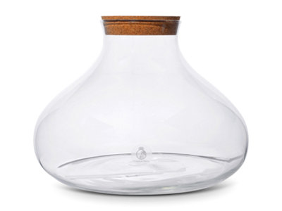 B&Q -  Wide Glass Terrarium Jar With Cork LidHand-BlownHome Decor H: 26 Cm
