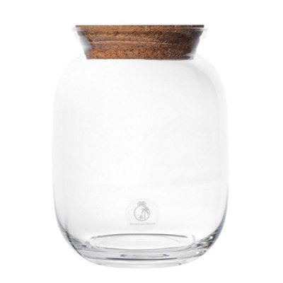 B&Q -  Small Glass Terrarium Jar With Cork Lid For Plants And DecorH: 22 Cm