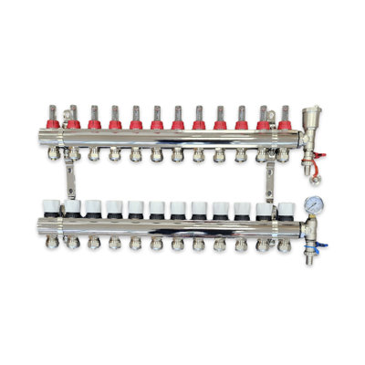 Warmer 12 Port Underfloor Heating Manifold With Pipe Connections 17mm X 3/4 Psw Tradesuppliers Ltd from B&Q