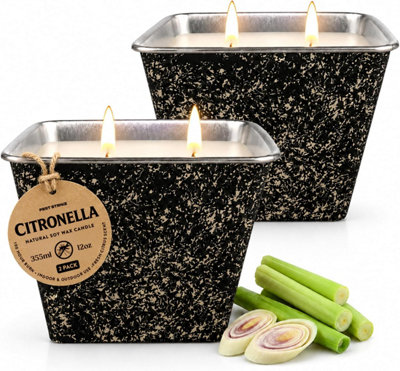 Citronella Candle 355Ml Soy Wax Scented Outdoor Indoor Use With Essential Oils For Patio Garden Camping Decor Gift from B&Q