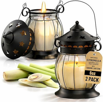 Vintage Citronella Candle 2 PackNatural Soy Wax Scented Candles For PatioGardenCampingBalcony & Home from B&Q